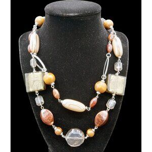 Silver Toned 2 Strand Necklace 15"-18" Adjust Premier Designs Multi-Material